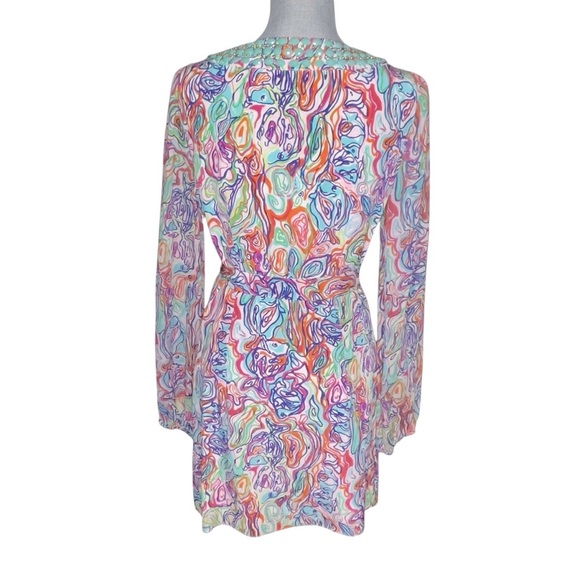Lilly Pulitzer Saemus What A Catch Beaded Belted Silk CDC Tunic Shift Dress Sz 4 - Picture 6 of 14